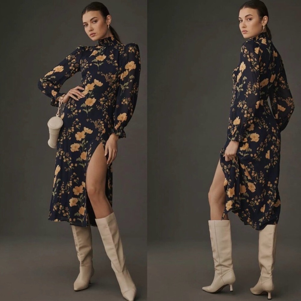 NWT Reformation Stevi Floral Mock Turtleneck Midi-Dress size 2